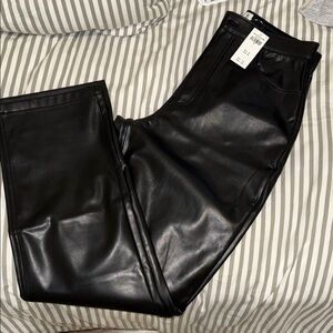 Abercrombie & Fitch Black High-Rise Leather Pants